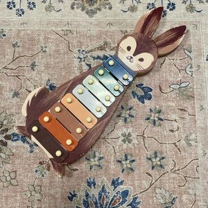 Wooden Bunny Rabbit Xylophone Toy Musical Instrument Pastel Colors